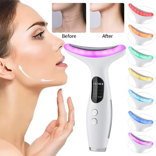 Masajeador de estiramiento facial de cuello de 7 colores dispositivo de estiramiento de piel LED antiarrugas de belleza - Imagen 2 de 22