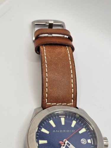 2000s ANDROID "Sky Guardian" Men Date Watch Blue Dial Brown Band Stainless Steel - Picture 20 of 22