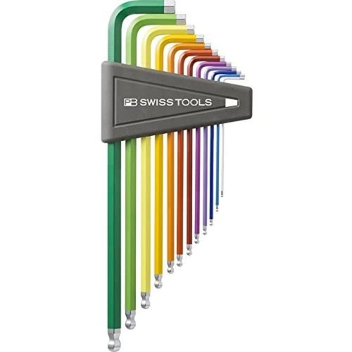PB Swiss Tools 12-Piece Rainbow Chrome Plated Ball End Hex Key Set 212ZLH-12RB - Picture 2 of 24