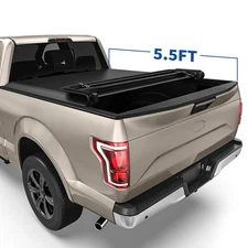 Soft 4-Fold Tonneau Cover For 2015- 2026 Ford F-150 F150 5.5ft Truck Bed On Top