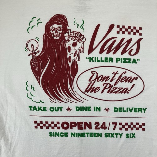 Vans Pizza Sensenmann Grafik T-Shirt Herren Medium Classic Fit Kurzarm - Bild 3 von 14