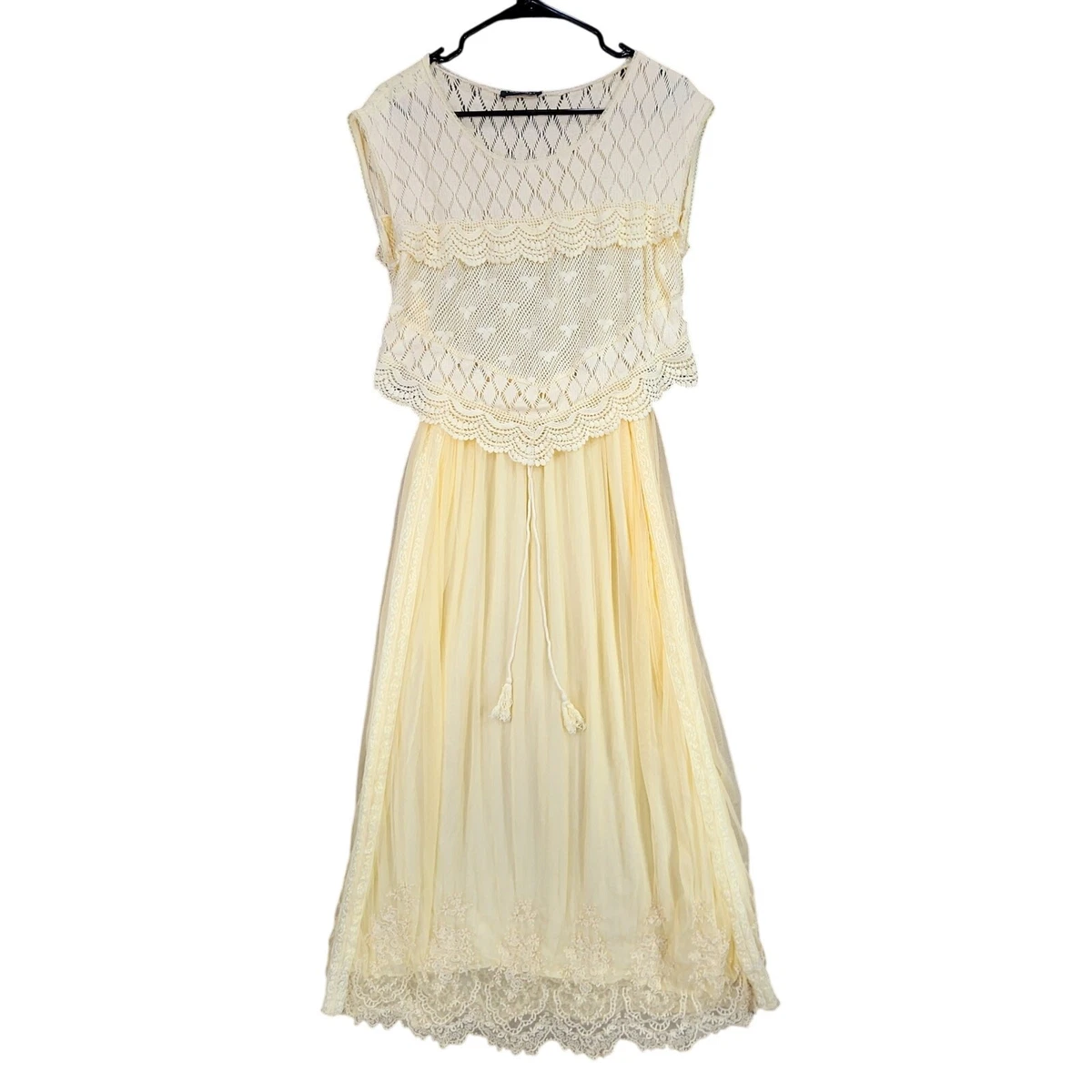 yellow lace fit and flare dress The Josie Dress in Transparent Yellow Lace 14 / Transparent Yellow Lace main image 1
