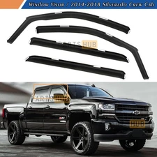 For 2014-2018 Silverado Crew Cab In-Channel Rain Guards Window Visors Vent Shade