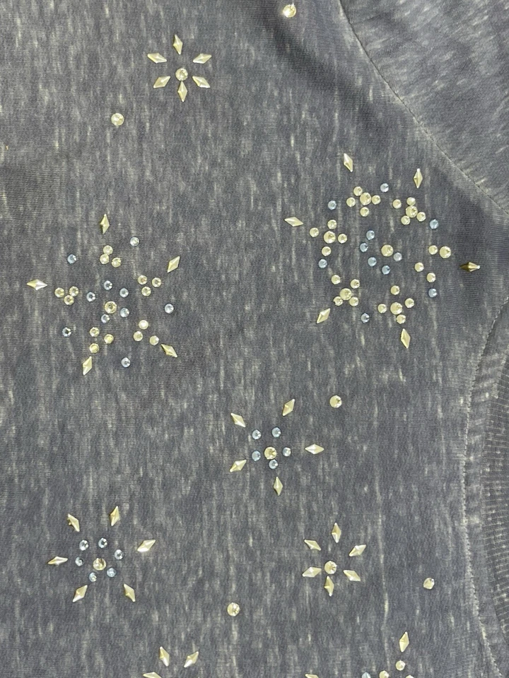 Style & Co Woman’s Petite Blue Jeweled Long Sleeve Sweatshirt PS - Image 2 of 4