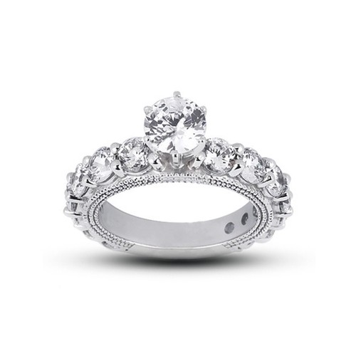 11.18ct G/SI2 Round Natural Diamonds Plat Vintage Style Ring with Wedding Band - Picture 3 of 8