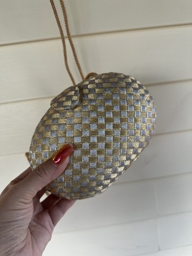 Vintage Delill Gold/Silver Woven Hardbody Evening Bag Purse W/ Shoulder Strap - Picture 6 of 11