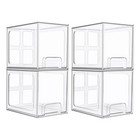 Vtopmart 4 Pack Stackable Storage Drawers 6.6''Tall Acrylic Bathroom Makeup O...