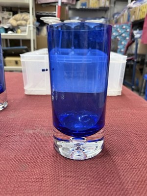 BLOCK  STOCKHOLM  Highball Glass 6.25 H Cobalt Blue w/Air Bubble Base