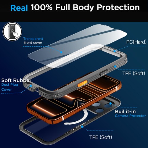 For iPhone 17 Pro Max/17 Air Case Waterproof Shockproof MagSafe Magnetic Cover - Picture 6 of 22