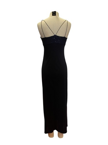 Byer Too! Navy Blue Sequin Embellished Maxi Dress M Made In USA Long Prom Dress - Picture 3 of 8