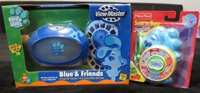 BLUE'S CLUES 3D VIEW MASTER GIFT SET + SEE n SAY + LCD POCKET WATCH NEW RARE