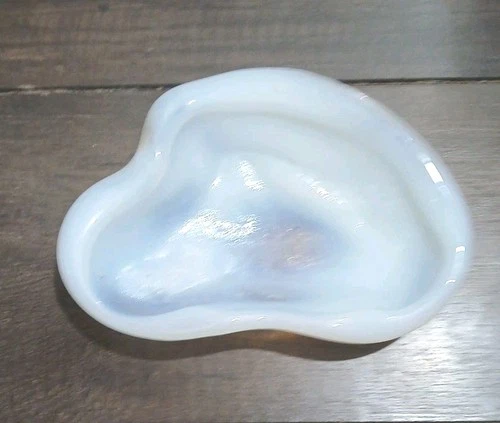 Vintage Blenko Free Form Milk Glass Amoeba Trinket/candy/key Dish