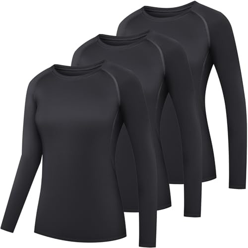 Women's Athletic Compression Long Sleeve Workout Tops Quick Dry Gym Running - Picture 2 of 7