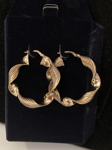 Stauer Italian Hoop Twisted Gold Finished SS Earrings - Picture 4 of 8