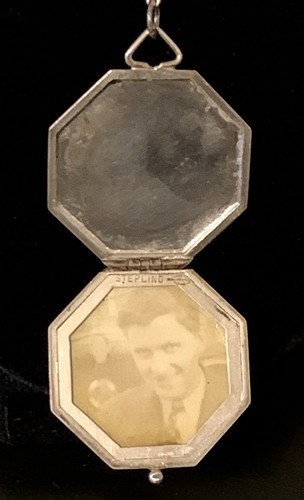 Vintage Sterling Silver Octagonal Locket With Vintage Photo - Picture 5 of 10