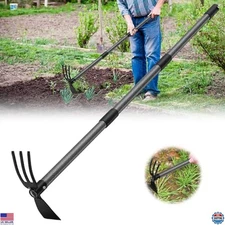 45" Long Handle Heavy Duty Garden Hoe & Cultivator Tool for Weeding & Soil Care