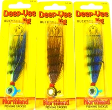 Northland Tackle 3/8 Deep-Vee Bucktail Jigs (Lot of 3-DVJ38-010)