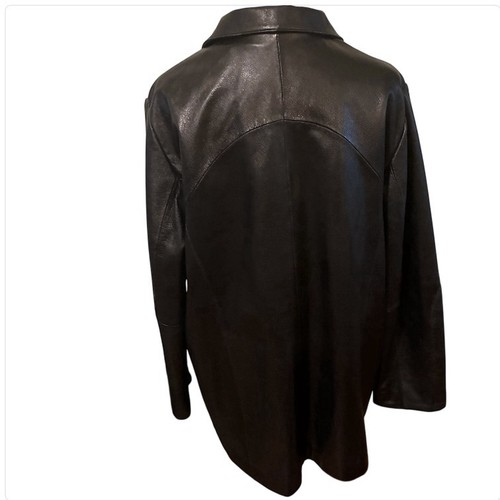 Wilsons Leather Coat Sz L Vtg 90s Pelle Studio 90s Moto Trench Classic - Picture 4 of 12