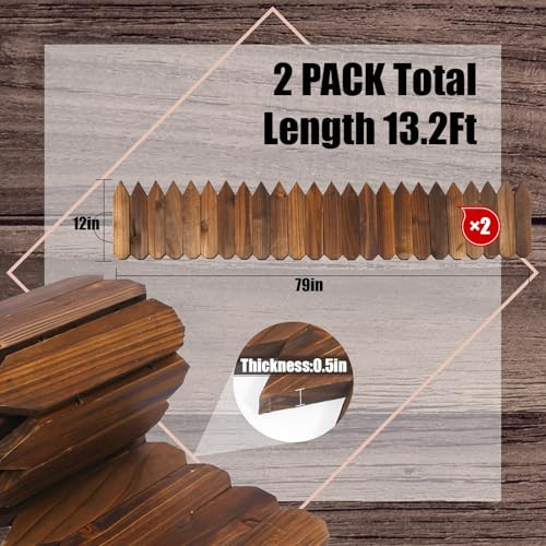 Wooden Garden Fence Outdoor Landscape Edging Flexible Wooden Fence with - Picture 5 of 8