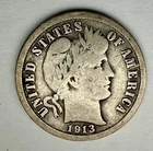 1913 Barber 10c 90% SILVER ~ Very Good? ~ Nice ~ G52