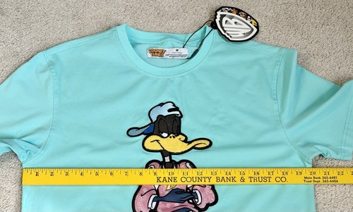 Looney Tunes Daffy Duck Tshirt Mint Blue Mens Size Medium Big Embroidery New - Picture 10 of 12