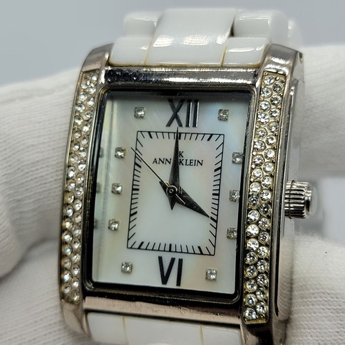 Reloj para mujer Anne Klein 26 mm rectangular esfera mop banda blanca 6,5", funciona - Imagen 8 de 14