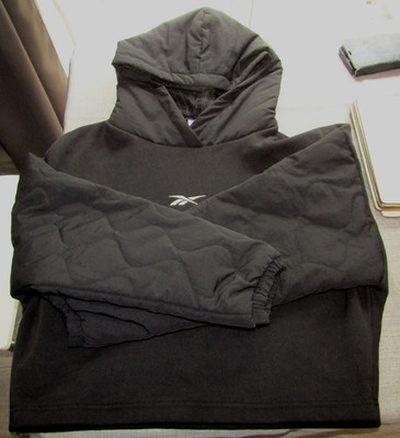 Reebok Thermowarm Women's Cropped Padded Hoodie Black Size S Sweatshirt Pullover