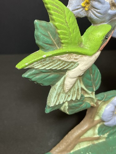 Cast Iron 2 Hummingbird & Flowers Doorstop Pair Of Bookend 7”x7.5” Heavy - Picture 11 of 17