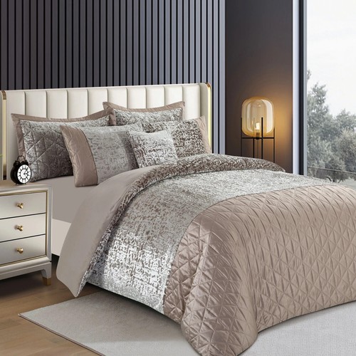 New Crushed Velvet Duvet Set Soft Cosy Luxury Quilt Cover + Pillowcases Bedding - Picture 26 of 26
