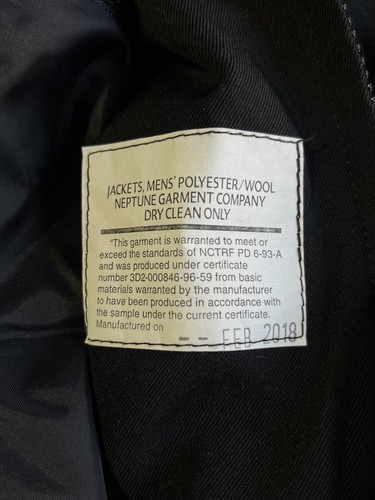 Neptune Garment Co Military Bomber Jacket Men's Size 44 Black Removable 3M Liner - Picture 5 of 10