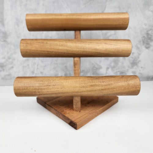 3-Tier Bracelet Watch Necklace T-Bar Display Solid Wood Ash Finish Convertible - Picture 8 of 12