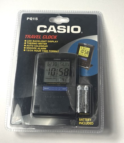 Brand New Factory Sealed Casio Travel Clock PQ15 Calendar Themperature Alarm