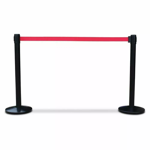 TOP QUALITÄT SCHWARZ EINZIEHBAR MENGENWARTESCHLANGE KONTROLLE ABSPERRPFOSTEN MIT 2 METER GÜRTEL - Bild 7 von 7