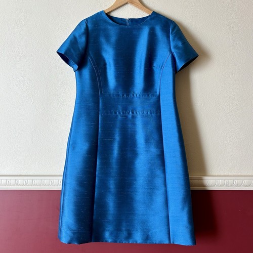 Abito vestito donna vintage anni 60 giacca blu seta mod Jackie O Mad uomo taglia 12 - Foto 14 di 14