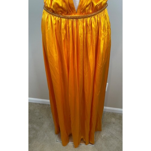 Cult Gaia Salee Cutout Beaded Strappy Silk Maxi Gown in Marigold Size 6 - Picture 6 of 12
