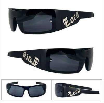 Locs Herren Shield Wrap Sonnenbrille Matt Schwarz Smoke Linse UV400 OG Rimless