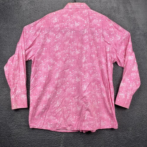 Wrangler Western Shirt Pink Snakeskin Print Long Sleeve Pearl Snap Cowboy XXL - Picture 10 of 11