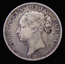 Halfcrown 1887 Young Head, Near Fine/About Fine