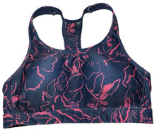 Avia Sports Bra Women Large 12-14 Navy Wireless Racerback Lightly Lined Athletic