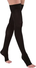 JOBST Opaque Open Toe Thigh High Dot Band 20-30mmHg (Classic Black) Large