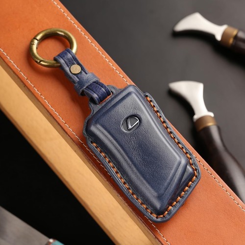 Lexus Key Cover LBX NX RX UX Key Case Genuine Leather (3D Luxury/New Key, Navy) - Picture 6 of 8