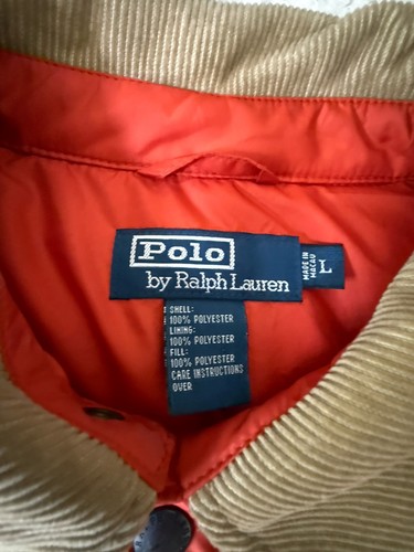 EUC Polo Ralph Lauren Mens Orange Quilted Barn Jacket Coat L - Picture 8 of 8