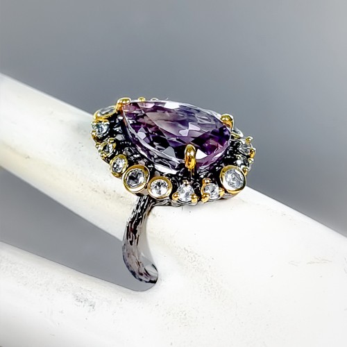 Unique Natural Ametrine Ring 925 Sterling Silver Size 8 /R411147 - Picture 3 of 8