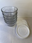 Pampered Chef Four Glass 3/4 cup Measuring Prep Cups & Five Lids