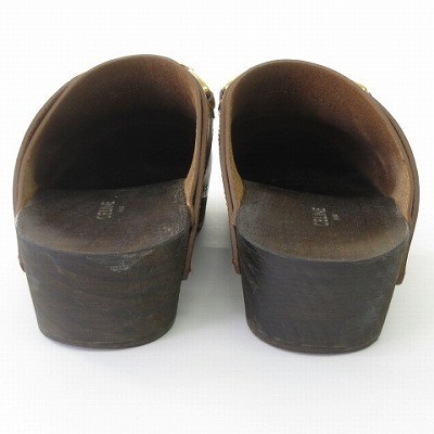 Celine Les Bois Clog Mules Sandals Shoes Leather Brown 24Cm Women'S - Picture 3 of 8