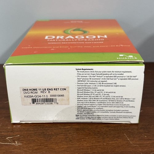 Dragon Naturally Speaking Home Version 11 With Head Set NEW SEALED - Picture 4 of 7