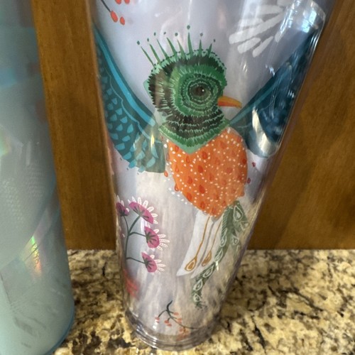2 Starbucks Becher 24oz Floral Blue Quetzal Bird Venti Cold Cup 2017 16oz hot - Bild 2 von 7