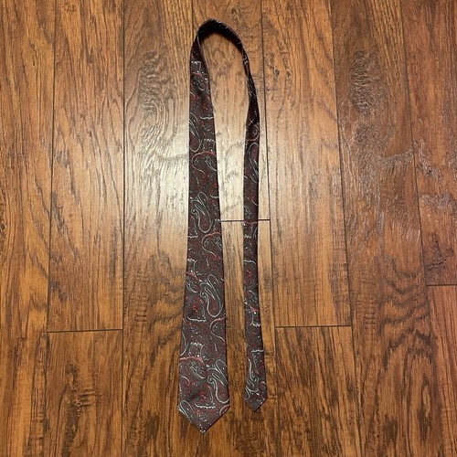 Unbranded Mens Neck Tie Grey Paisley 100% Italian Pure Silk Woven Classic - Picture 2 of 10