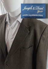 Joseph Feiss Gold LambsWool Blazer Sport Coat Suit Jacket Herringbone 48S 52" 