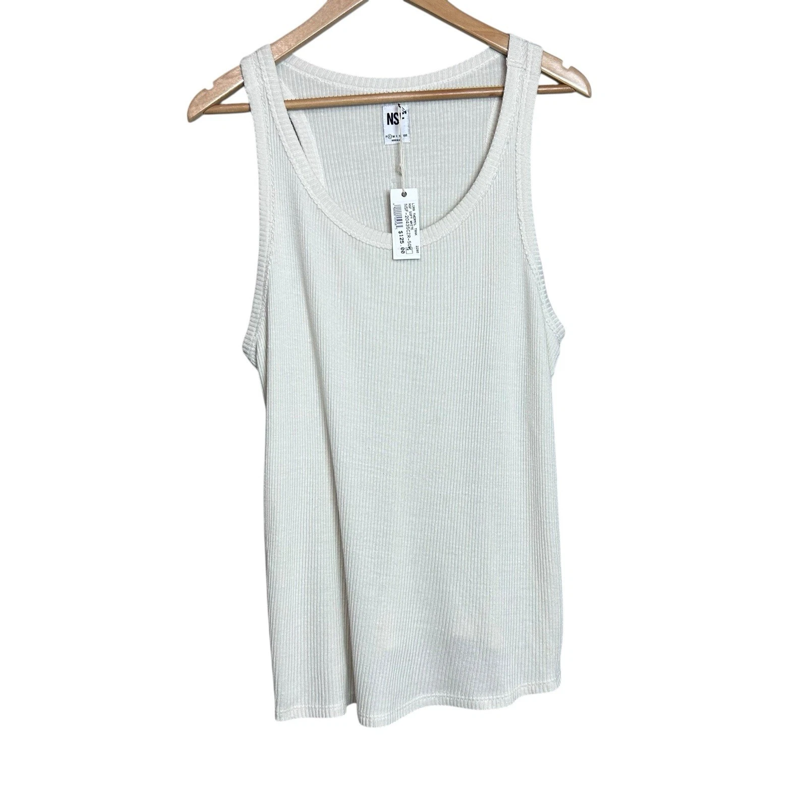 NSF Tank Top Womens Small Ivory Ribbed Knit Lira Shirt Sleeveless New $125